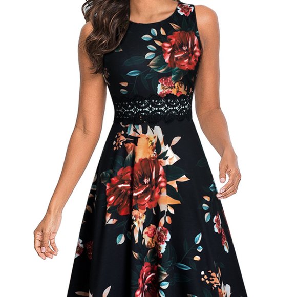 Printed Smocked Waist Sleeveless Dress - Picture 1 of 7